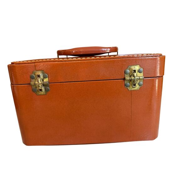 Vintage Luce Faux Leather Vanity Case Travel Cosmetics Organizer Brown - Picture 4 of 7